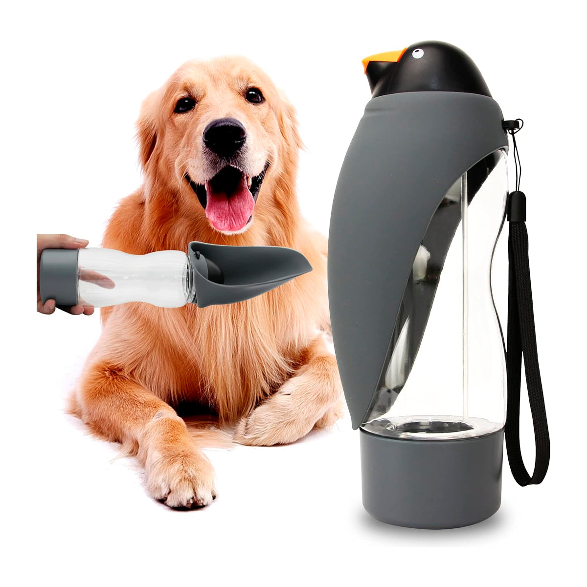 Bebedero para Perro 3en1: Agua, Comida Y Rollo de Bolsas para Popo, 550ml.