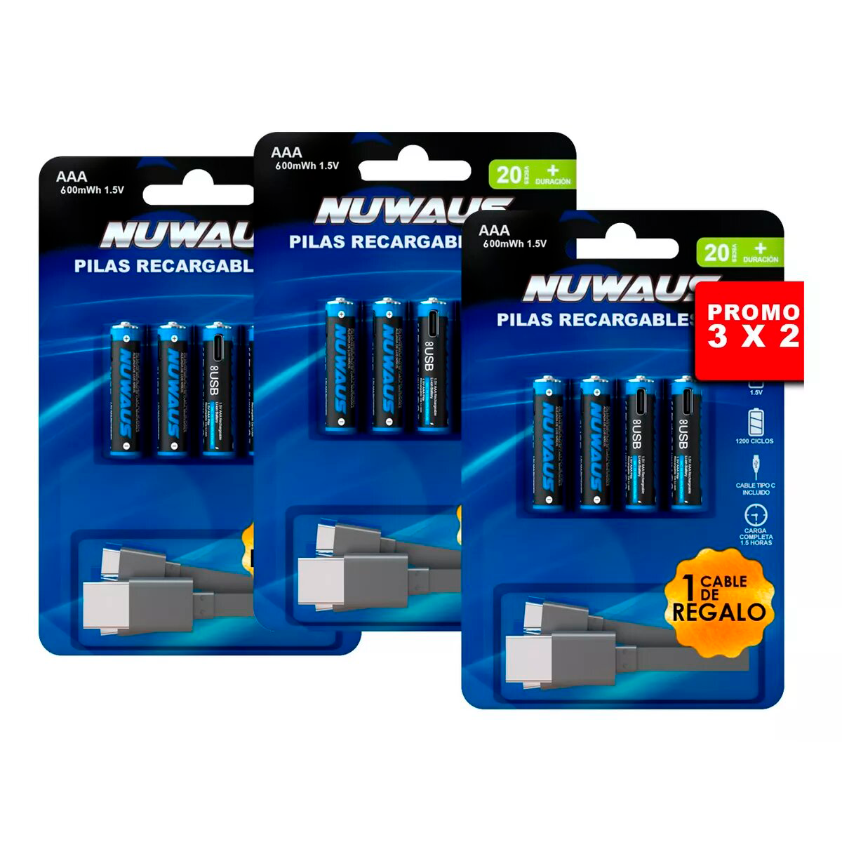 Promoción pilas recargables AAA 3x2