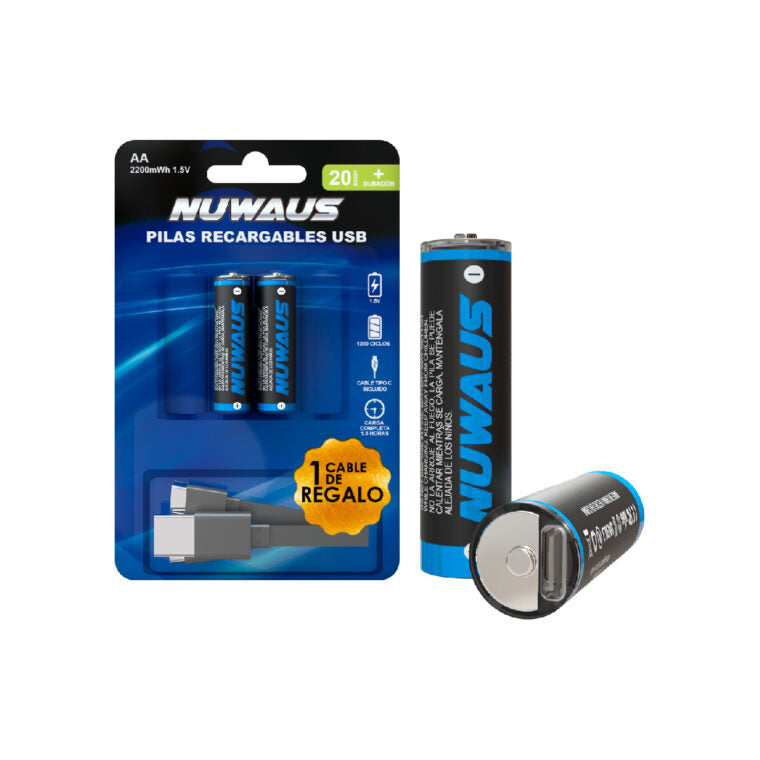 AA rechargeable batteries fast charging x2 units - 1470mAh - Type C charging port