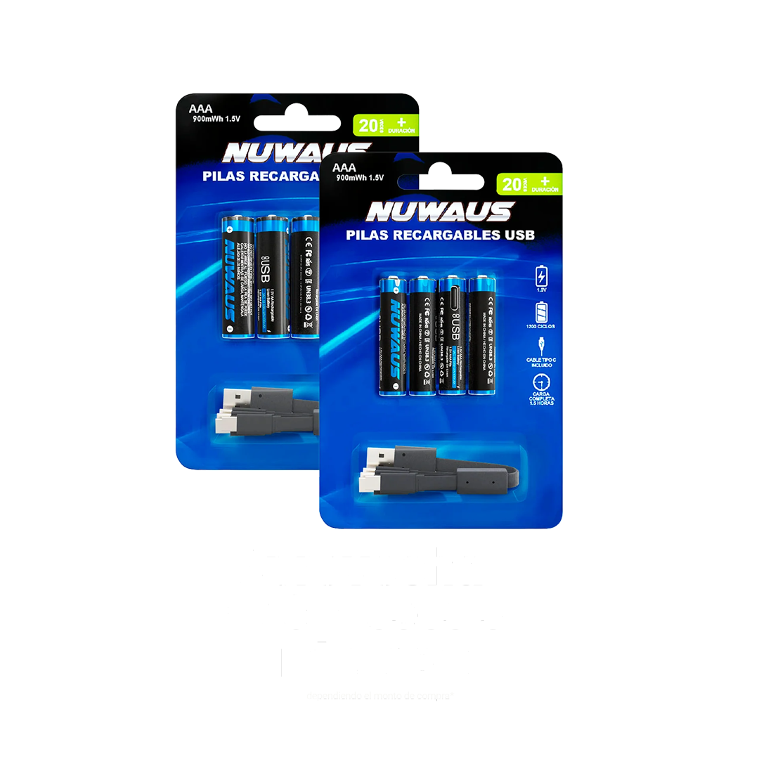Pilas recargables Nuwaus AA x4 unidades entrada USB-C